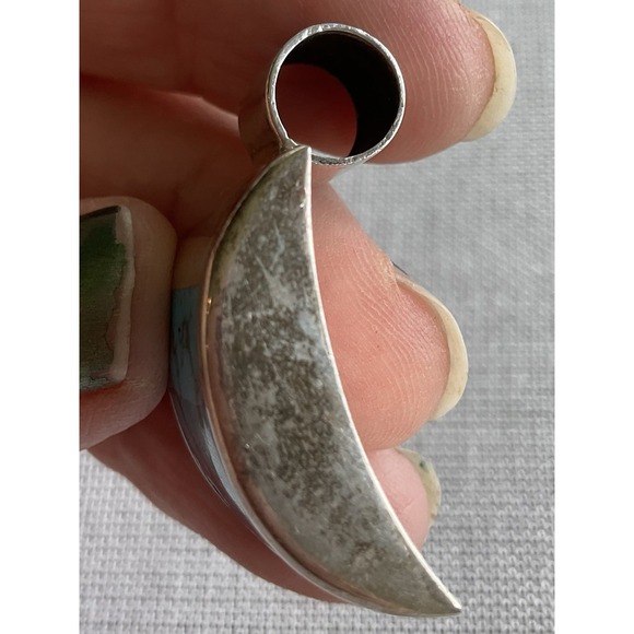 Vintage Taxco Mexico Sterling Silver Turquoise Pendant 16g ESTATE jewelry - Picture 2 of 6